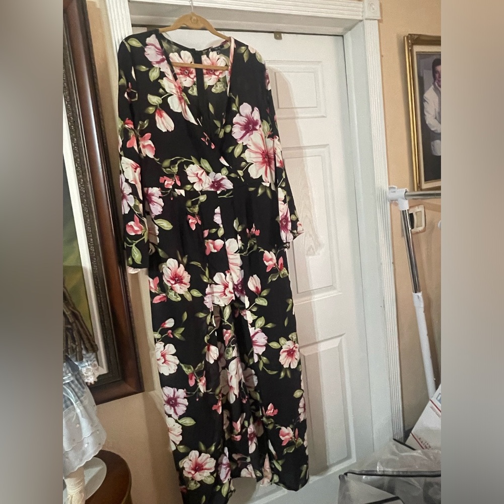 NWT Iris Floral Black and Pink ROMPER dress fits XL / 0X 🌸🌺🌹SPRING READY BG 03 - Picture 5 of 9